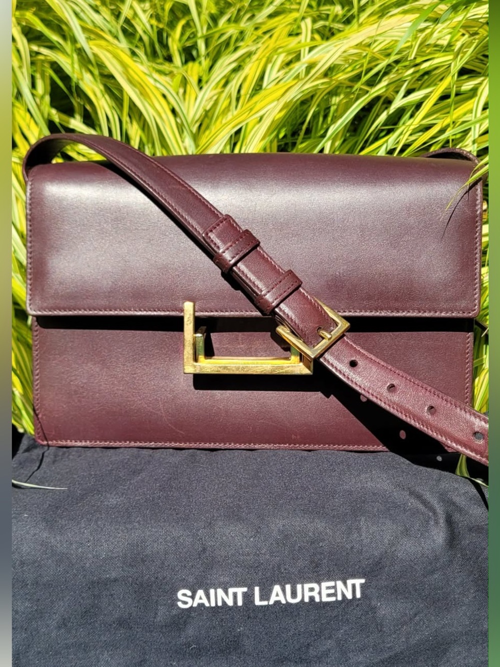Authentic Saint Laurent LuLu Leather Shoulder Bag with Gold Hardware